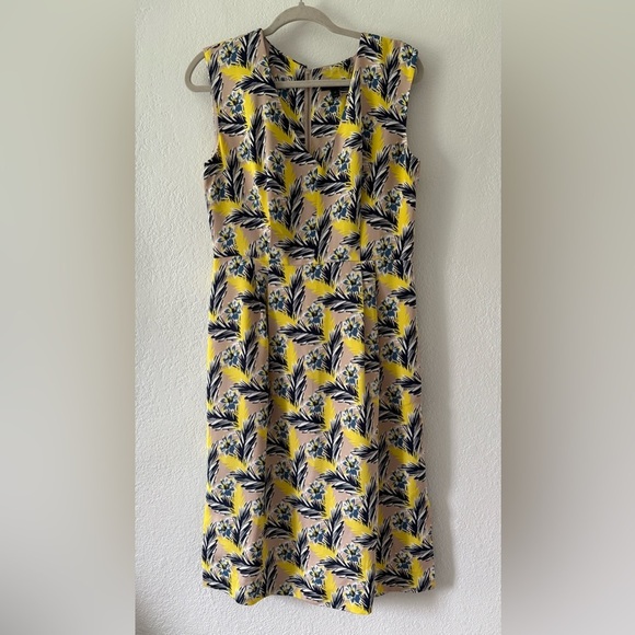 J. Crew 100% Silk Spring Meadow Floral Dress Yellow size 10 - Picture 12 of 14
